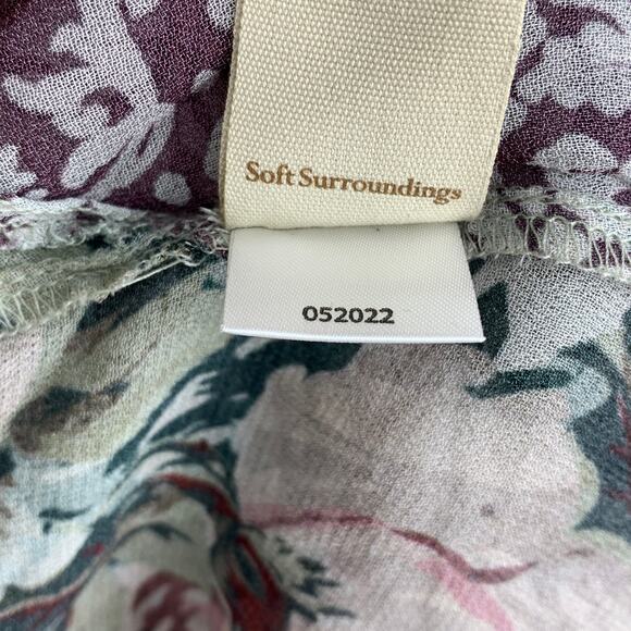 Soft Surroundings Georgette Blouse Open Front Womens Sz S Floral Semi Sheer - Picture 4 of 6